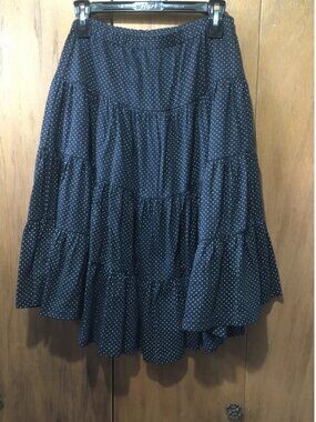 Navy Polka Dot Tiered Skater Skirt - Women's